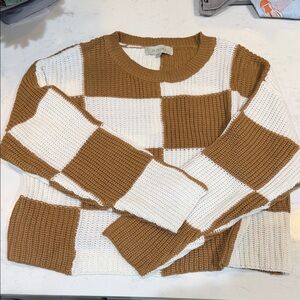 Brown & White Checkered Sweater